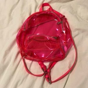 Neon pink transparent backpack